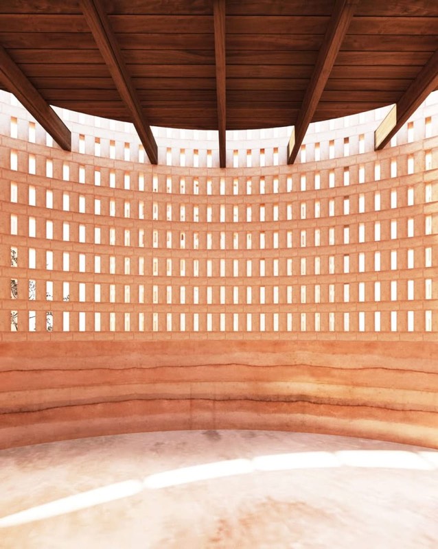 Terracotta brise-soleil screen